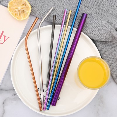 Set of 5pcs Eco-friendly Stainless Steel Metal Drinking Straws with Cleaning Brush