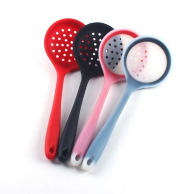 Kitchen cooking tools Silicone Slotted Ladles With plastic handle silicone spoon